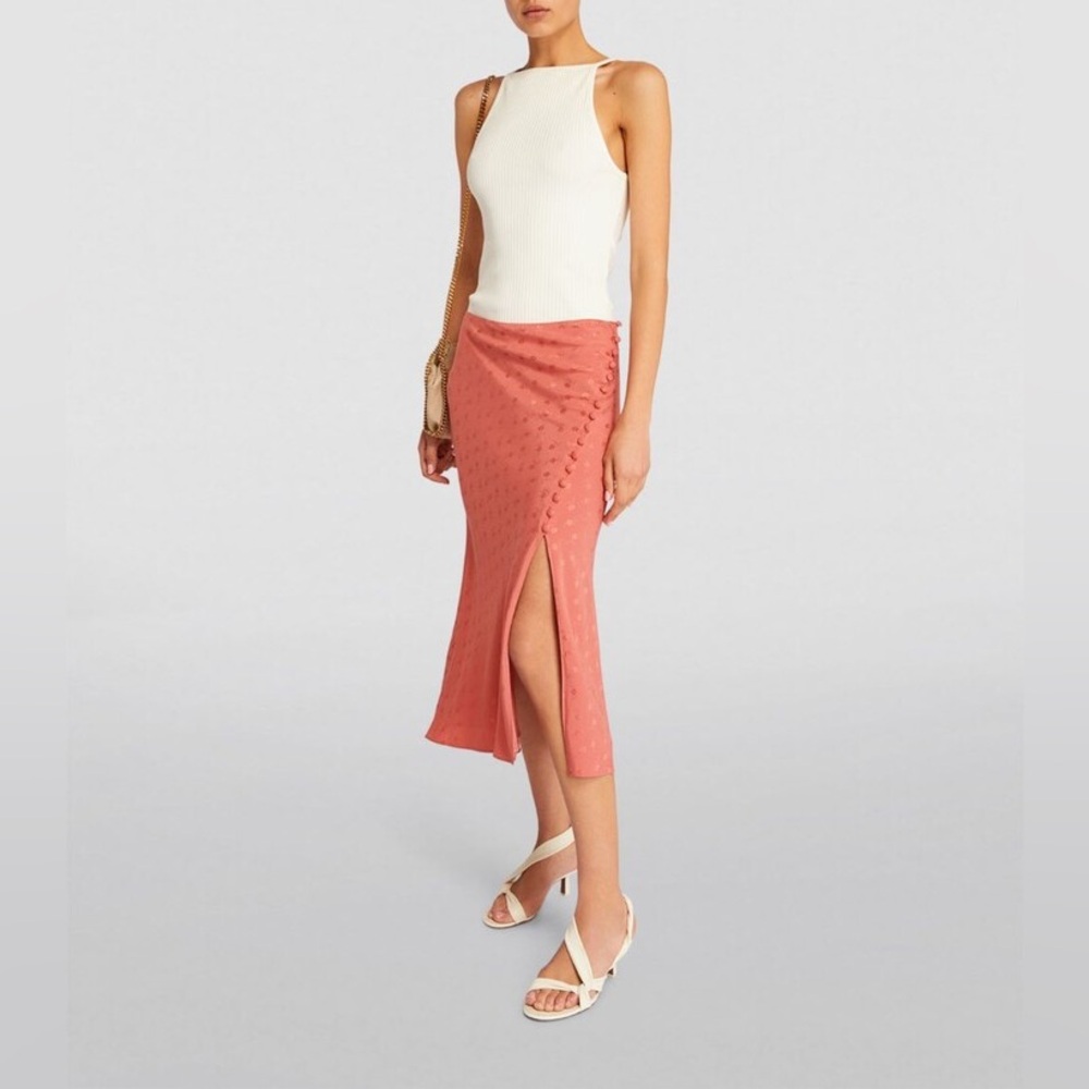 [NWOT] $498 VERONICA BEARD Franconia Silk-blend Midi Skirt in Faded Rose. Size 4